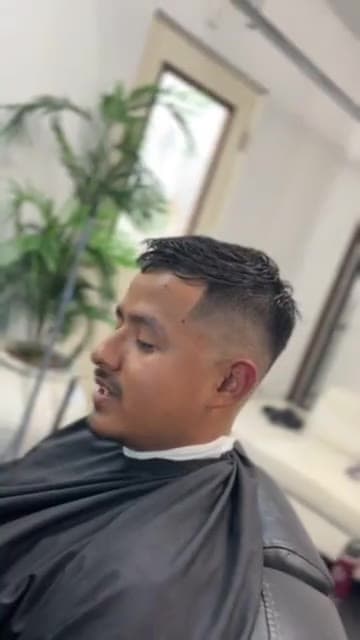 Client haircut in progress at Carvajal Trims, Calgary
